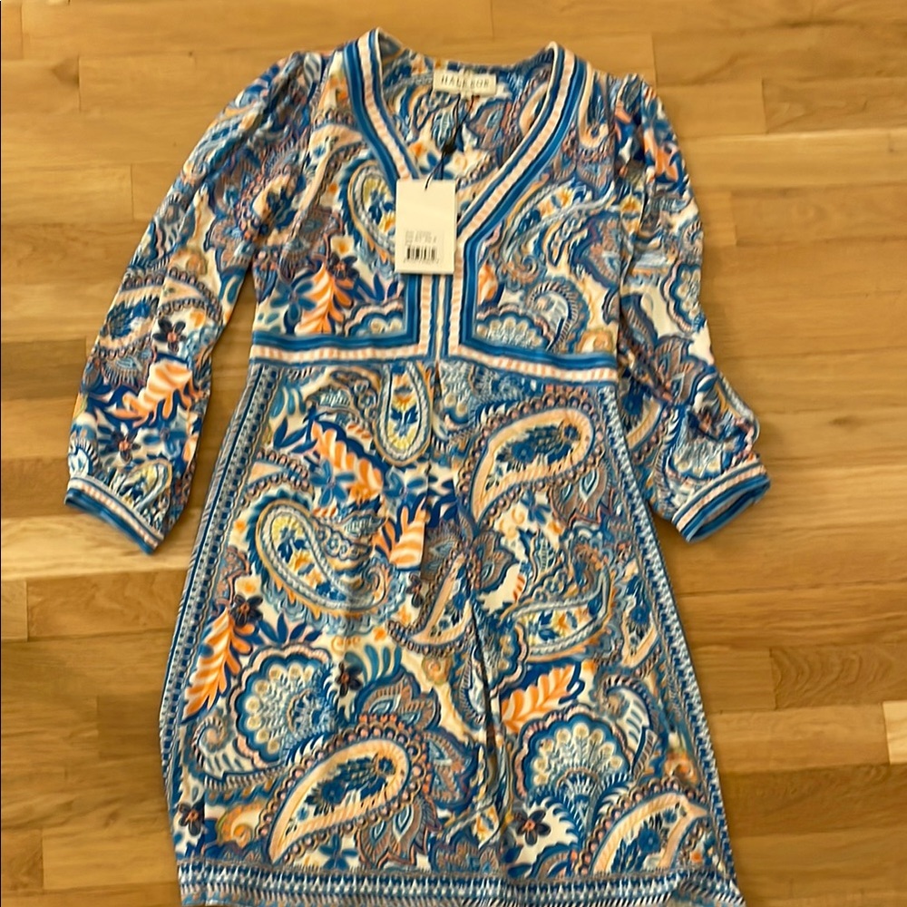 Paisley Print Kids Dress - Blue and Orange